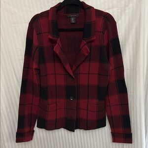 Tahari Red and Black Plaid Blazer